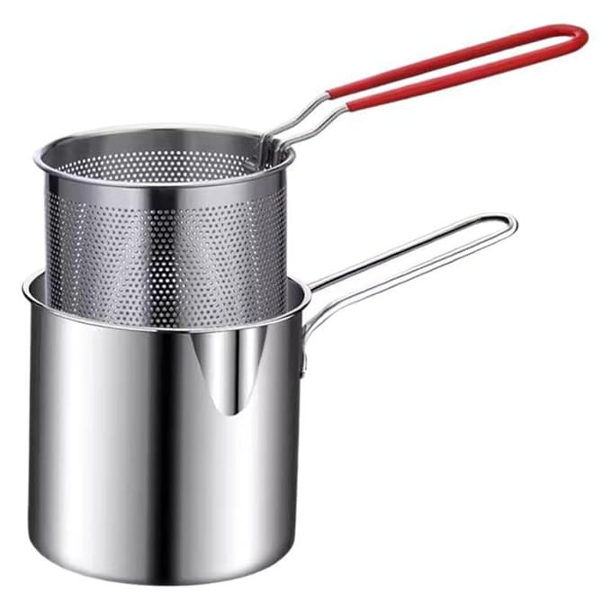Stainless Steel Deep Fry Pot with Strainer Basket