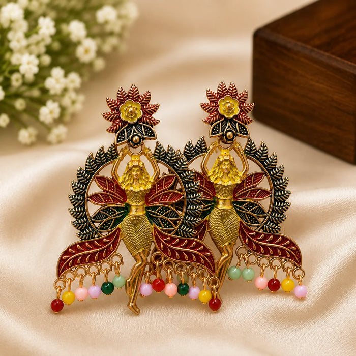 Traditional Navratri Multicolor Goddess Design Jhumka Earrings
