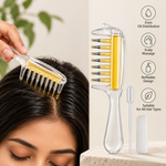 Hair oil applicator comb applying oil to scalp